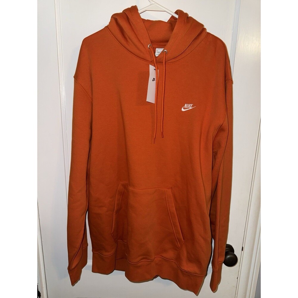 Nike Sweatshirt Mens 2XL Orange Futura Sportswear Club Fleece Hoodie Sweater